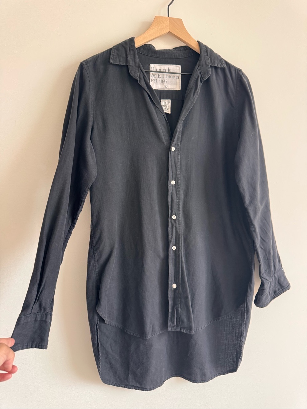 Frank & Eileen | 100% Italian Cotton Grayson Button-Down Shirt in Black ~ Large - Picture 4 of 8